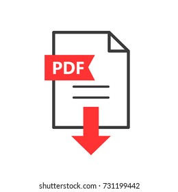PDF vector icon. Download file. Simple sign for web or app.