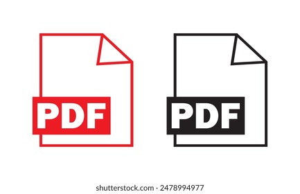 PDF vector icon.  PDF download vector isolated on white background. vector illustration.