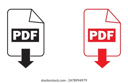 PDF vector icon.  PDF download vector isolated on white background. vector illustration.