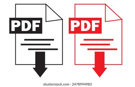 PDF vector icon.  PDF download vector isolated on white background. vector illustration.