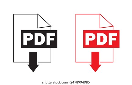 PDF vector icon.  PDF download vector isolated on white background. vector illustration.