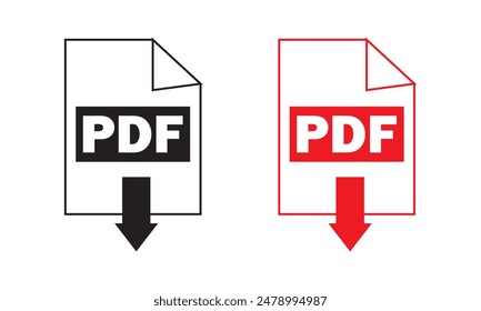 PDF vector icon.  PDF download vector isolated on white background. vector illustration.