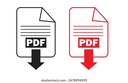 PDF vector icon.  PDF download vector isolated on white background. vector illustration.