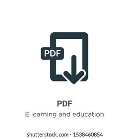 Pdf vector icon on white background. Flat vector pdf icon symbol sign from modern e learning and education collection for mobile concept and web apps design.