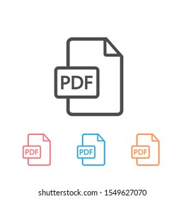 PDF vector icon set on white. Vector