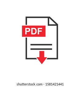 pdf vector icon, . PDF symbol Flat vector sign isolated on white background. Simple vector illustration for graphic and web design.