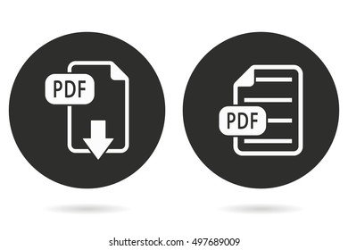 PDF vector icon. White illustration isolated on black background for graphic and web design.