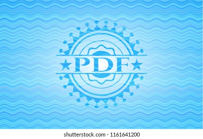 PDF water representation emblem background.