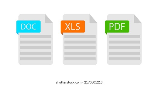 Pdf word excel icons. Business icon. Vector illustration. stock image. 