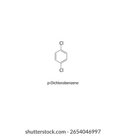 p-diclorobenzeno estrutura esquelética. halogênio benzeno composto ilustração esquemática. Diagrama simples, fórmula química.