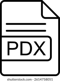 PDX File Format Line Vector Icon Design