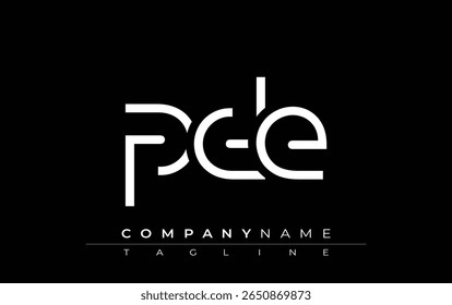 Design de letra abstrata PE. Design de logotipo comercial moderno com tipografia abstrata e estilo contemporâneo