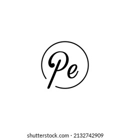 PE circle feminine concept initial logo best for beauty and fashion