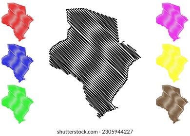 Pe de Serra municipality (Bahia state, Municipalities of Brazil, Federative Republic of Brazil) map vector illustration, scribble sketch Pé de Serra map