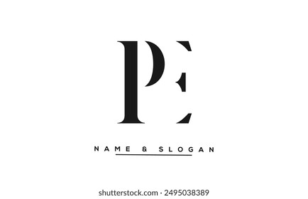 Monograma del logotipo de las letras Abstractas de PE, EP