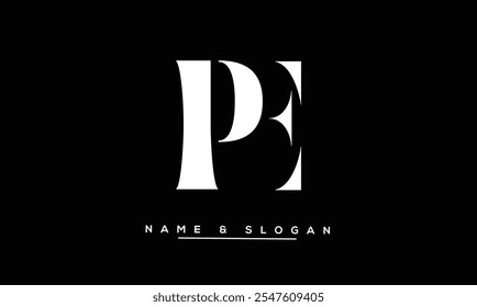 Monograma de logotipo com letras abstratas PE, EP