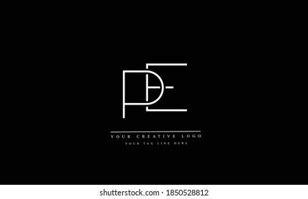 PE EP abstract vector logo monogram template