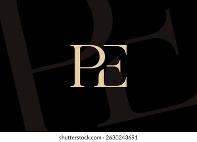 Design de ícone de logotipo de carta PE ou EP. Monograma de iniciais de luxo estilo clássico.
