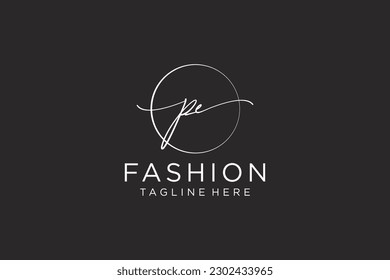 PE Feminine logo beauty monogram and elegant logo design, handwriting logo of initial signature, wedding, fashion, floral and botanical with creative template.