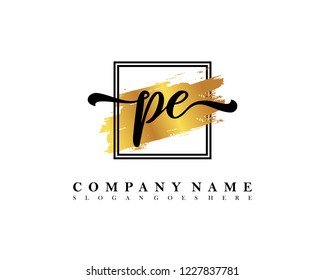 PE Initial handwriting logo concept