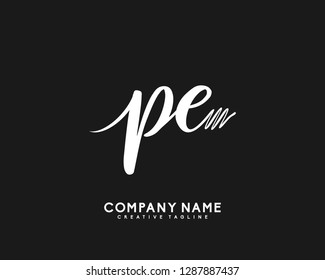 PE Initial Handwriting Logo Template Vector