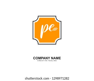 PE Initial Handwriting Logo Template Vector