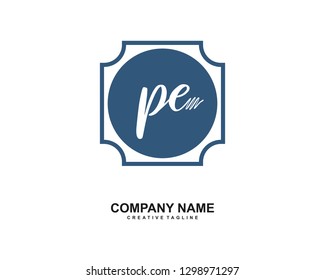 PE Initial Handwriting Logo Template Vector