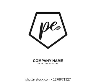 PE Initial Handwriting Logo Template Vector
