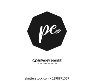 PE Initial Handwriting Logo Template Vector