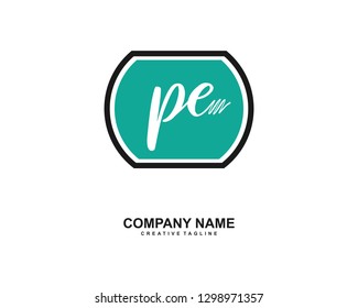 PE Initial Handwriting Logo Template Vector