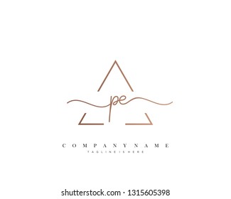 PE initial handwriting logo template vector