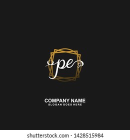 PE Initial handwriting logo vector