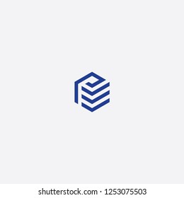 Pe Initial Hexagon Icon Logo Vector