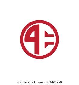 PE initial letters circle business logo red