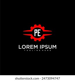 PE-Anfangsmonogramm für Automobil-Logo-Design-Vektorgrafik