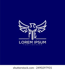 PE initial monogram for business logo with eagle image