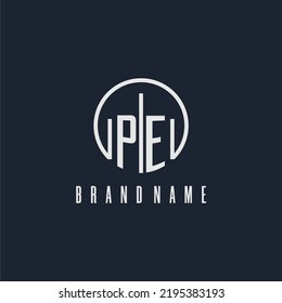 PE initial monogram logo with circle style dsign