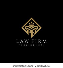 PE initial monogram logo for lawfirm with pillar in creative square design