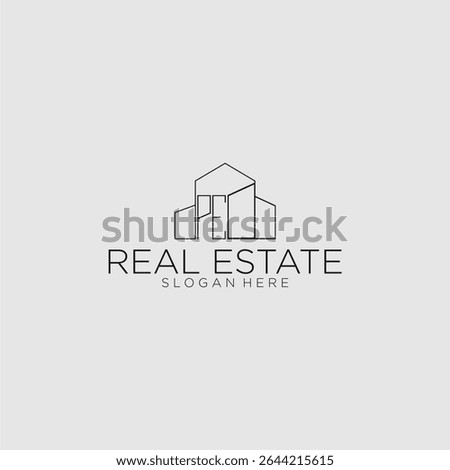 PE initial monogram logo for real estate with luxury building style