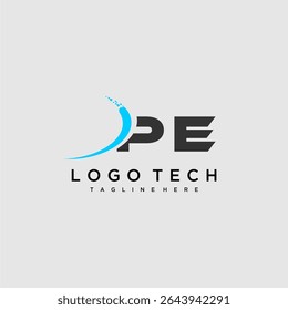 Monograma inicial PE para design de logotipo de tecnologia