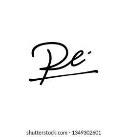 PE initial signature logo. handwriting logo template vector,