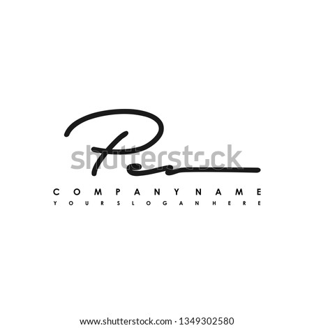 PE initial signature logo. handwriting logo template vector,