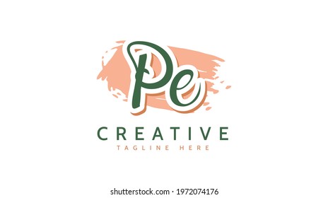 PE Initials, handwriting logo vector