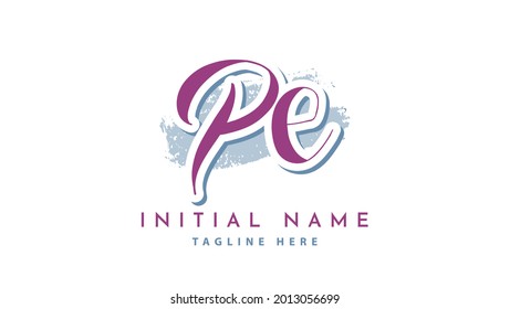 PE Initials, handwriting logo vector