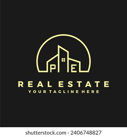 Iniciales PE hogares moderna empresa de construcción logo vector.eps