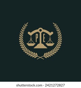 PE initials for law firm logo icon design vector image