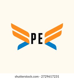 Ícone do vetor do modelo de negócios de logotipo de iniciais de PE