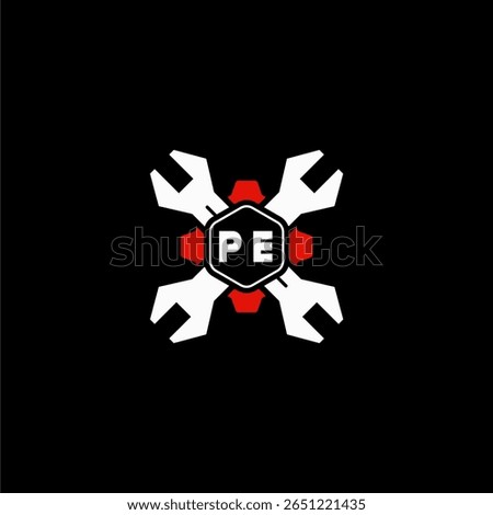PE Initials Vektor Stok Otomotif Logo Design
