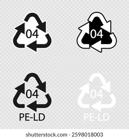 PE LD 04 Recycling Code Symbol set.