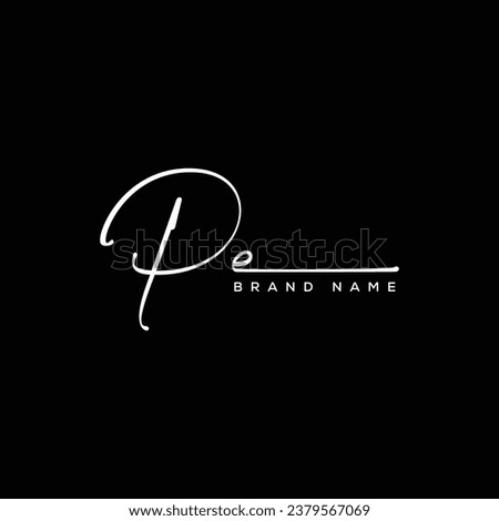 PE letter beauty handwriting vector logo. 